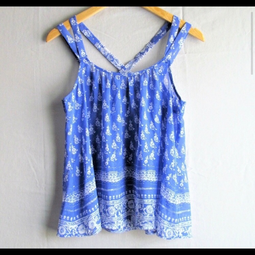 Express periwinkle strappy chiffon tank top